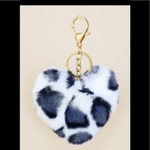 Fluffy heart shaped keychain